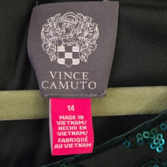 Vince Camuto Sequined Sheath Dress Emerald Green Size 14 - Picture 7 of 8